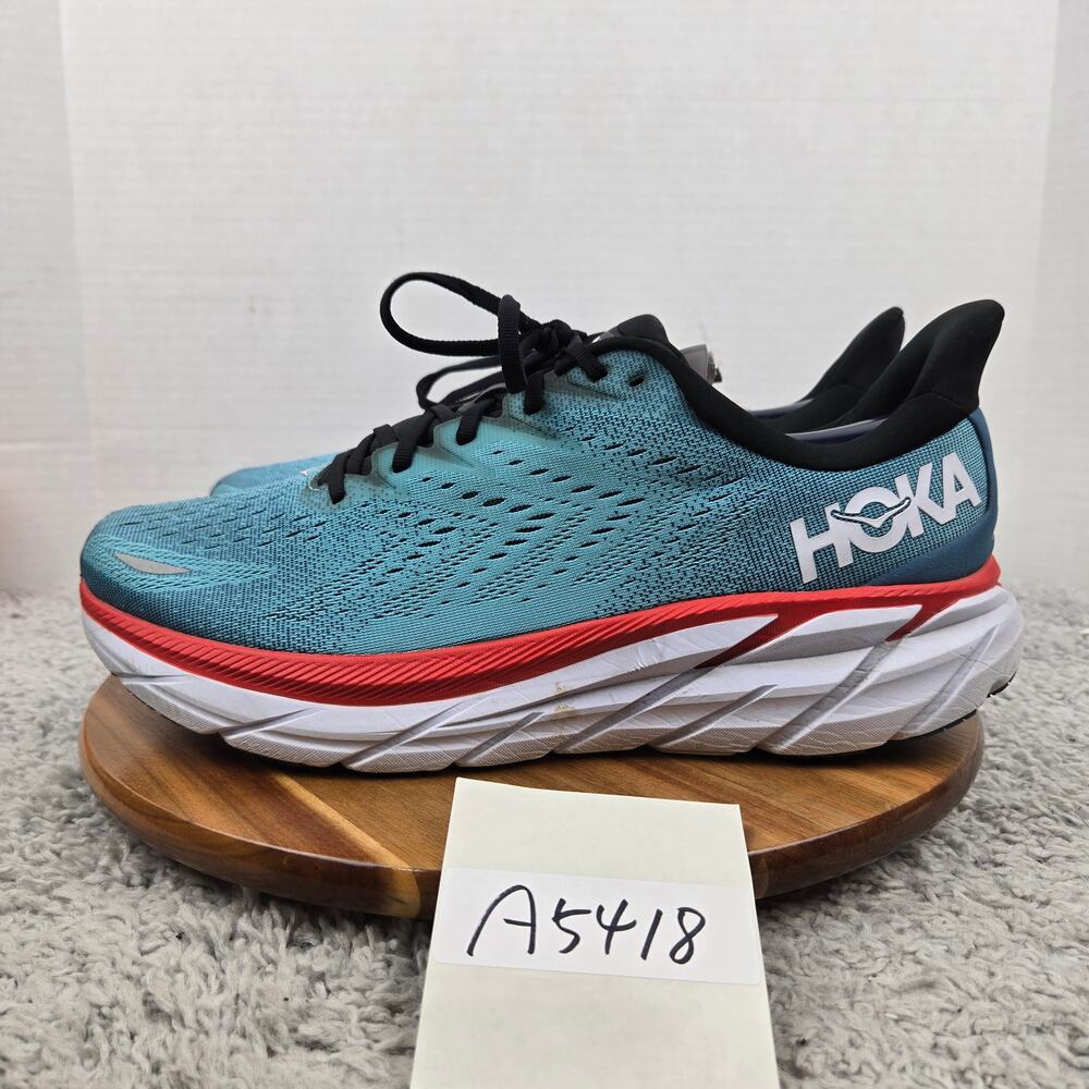 Hoka One One Men 13 2E Wide Clifton 8 Real Teal Aquarelle Daily Gym Running Shoe